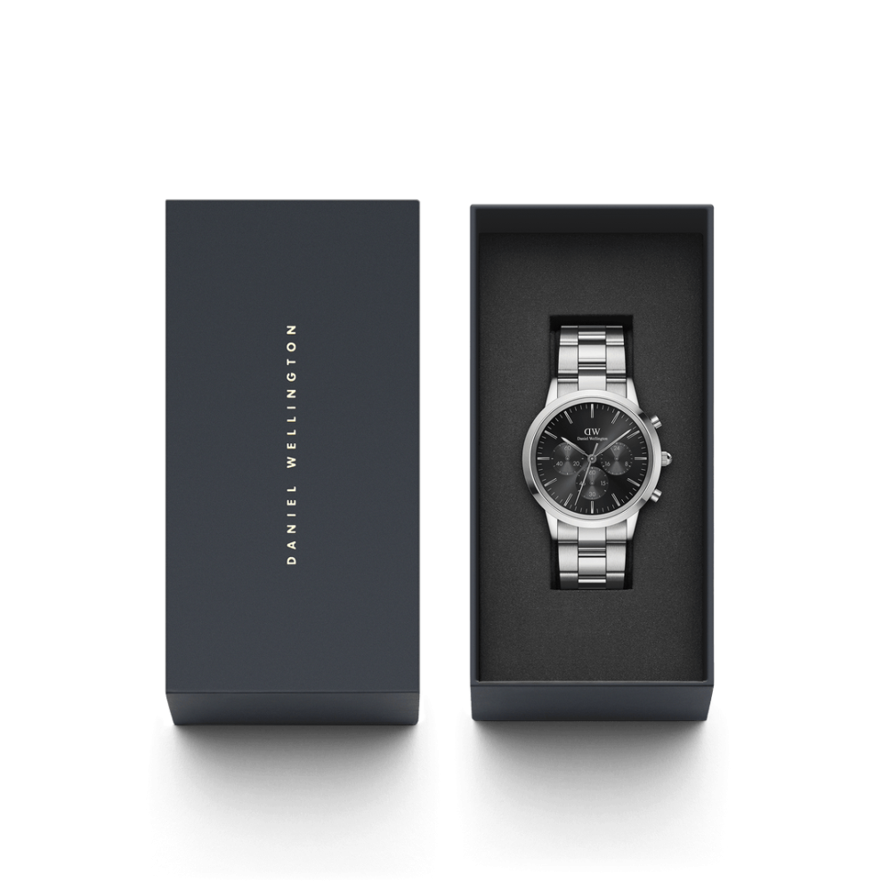 Orologio Uomo Iconic Chronograph Acciaio e Nero DW00100645