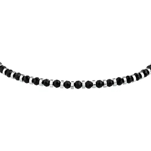 Bracciale Uomo con Pietre Agata Nera S1733