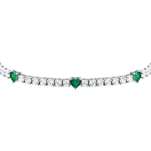Bracciale Tesori Tennis con Zirconi Bianchi e Verdi a Cuore SAIW235
