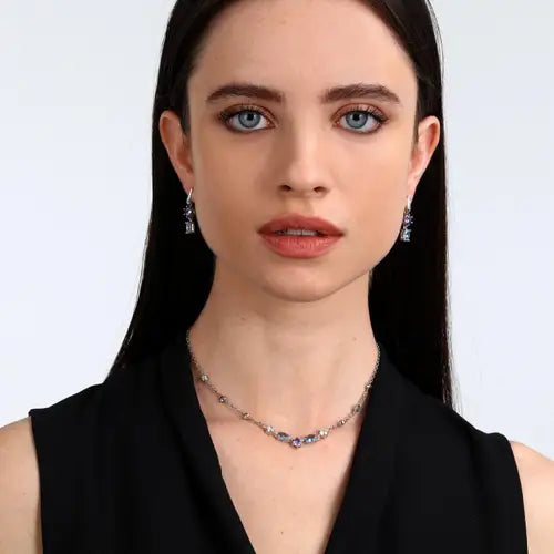 Set Collana e Orecchini con Cristalli Azzurri e Blu SAVY25