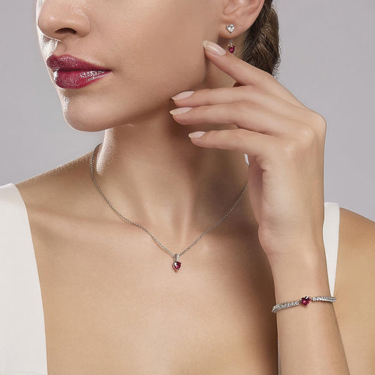 Bracciale Rouge Tennis con Zirconi e Rubino a Cuore 533197