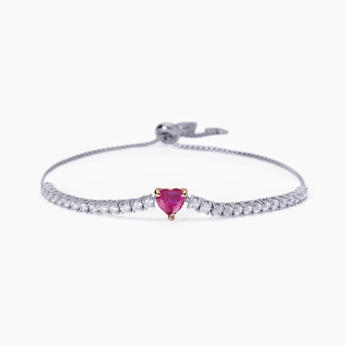 Bracciale Rouge Tennis con Zirconi e Rubino a Cuore 533197