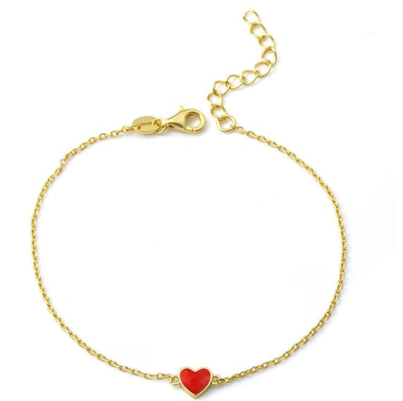 Pulsera oro plata 925 y esmalte rojo largo 16+3 cm EVBR03000300
