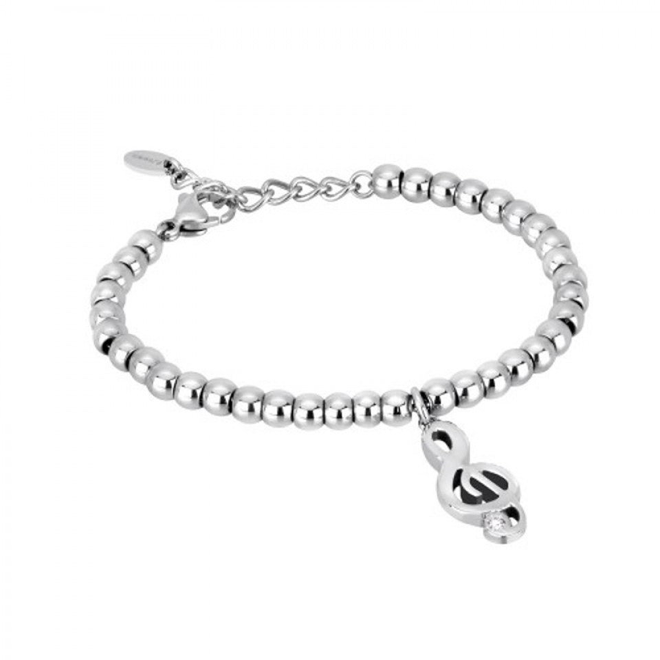 Bracciale in Acciaio con Chiave di Violino e Cristallo 231491