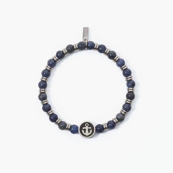 Bracciale Uomo con Sfere in Dumortierite e Ancora 232327