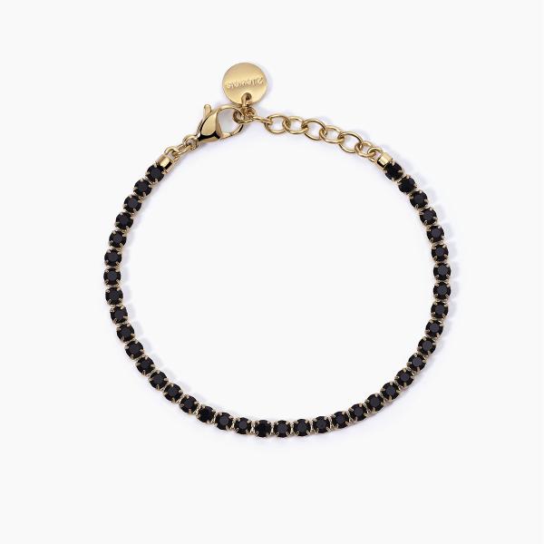 Bracciale Tennis Dorato con Cristalli Neri 232399