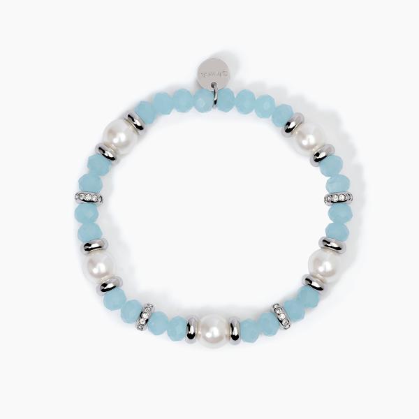 Bracciale con Glass Turchese e Perle Conchiglia 8mm 232416