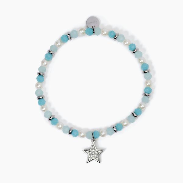 Bracciale Glass Multicolor con Perle Conchiglia 4mm e Stella 232422