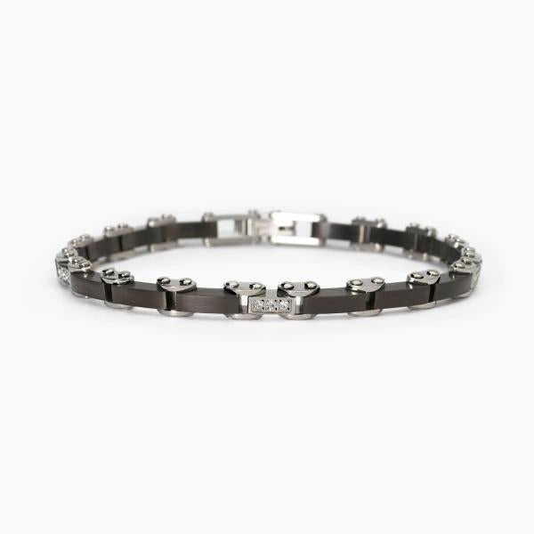 Bracciale Uomo Gunmetal e Cristalli Bianchi 232465