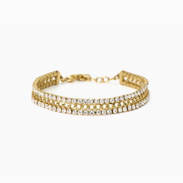 Bracciale Dorato con Doppio Tennis di Cristalli Bianchi 232490