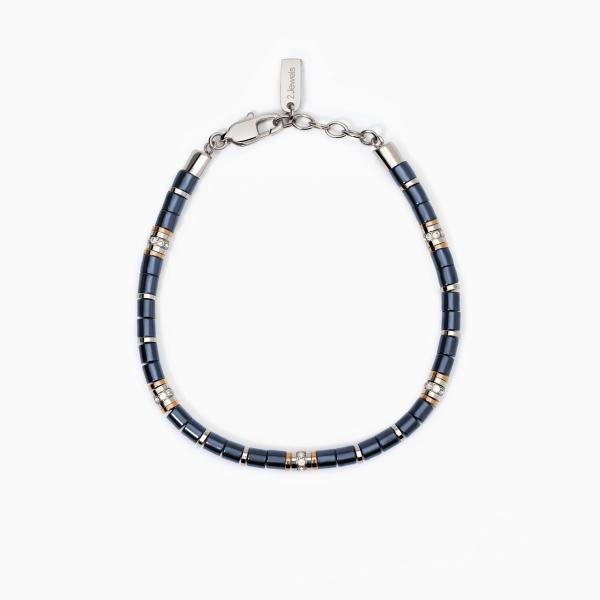 Bracciale Uomo con Cilindri di Ceramica Blu 232495