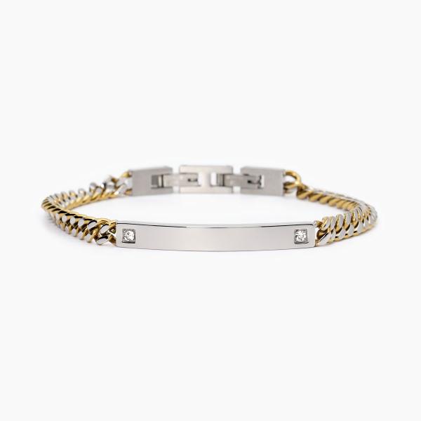 Bracciale Uomo Dorato e in Acciaio con Piastra Centrale 232497