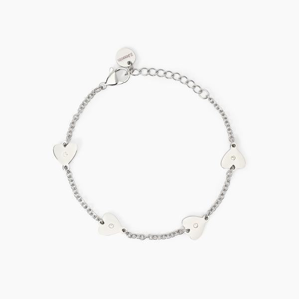 Bracciale Acciaio con Cuori e Cristalli 232535