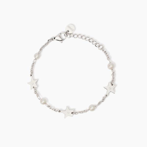 Bracciale Acciaio con Perle Conchiglia 5mm e Stelle 232536