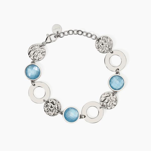Bracciale Acciaio con Glass Azzurro e Madreperla 232538