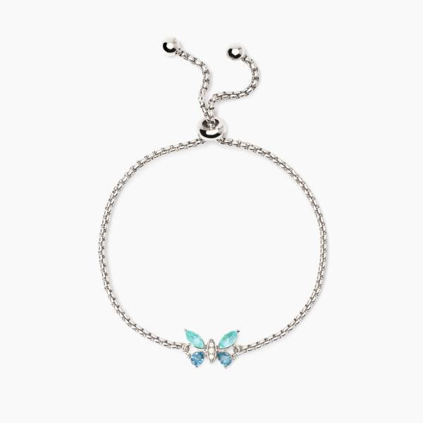 Bracciale Acciaio con Farfalla e Zirconi Azzurri 232546