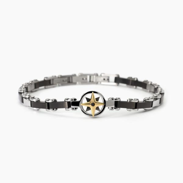 Bracciale Uomo Acciaio e Gunmetal con Rosa dei Venti 232570