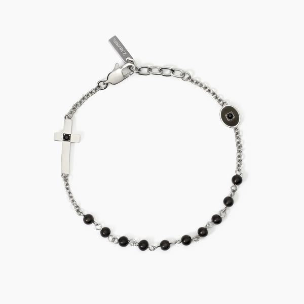 Bracciale Uomo Acciaio con Sfere Gunmetal e Croce 232578