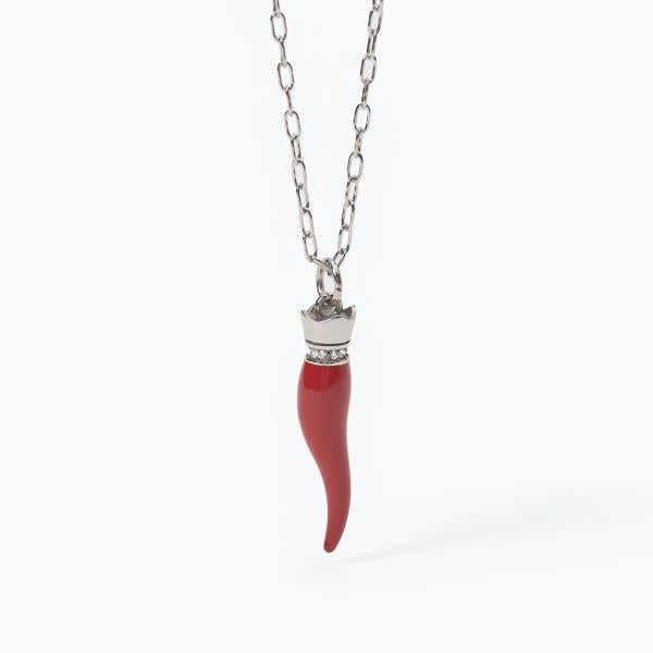 Collar Cuerno Rojo y Cristales Blancos 251799