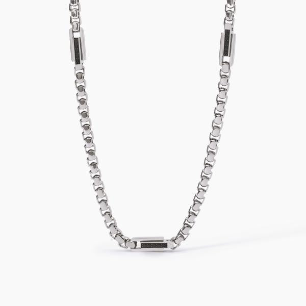 Collana Uomo Acciaio e Cristalli Neri 251839