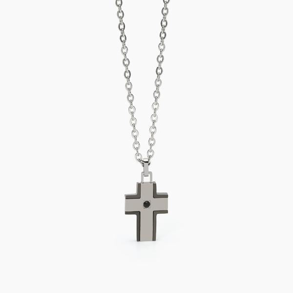 Collana Uomo con Croce in Pvd Gunmetal 251907