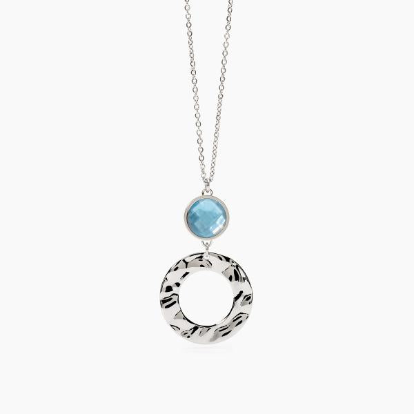 Girocollo Acciaio con Glass Azzurro e Madreperla 251937