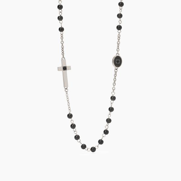 Collana Uomo Acciaio e Gunmatal con Croce 251952