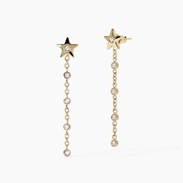 Pendientes Colgante Estrella Dorada con Cristales 261378