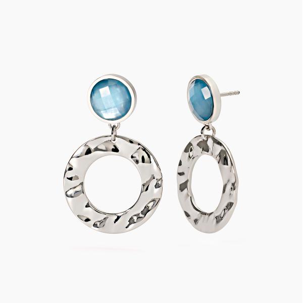 Orecchini Acciaio con Glass Azzurro e Madreperla 261467