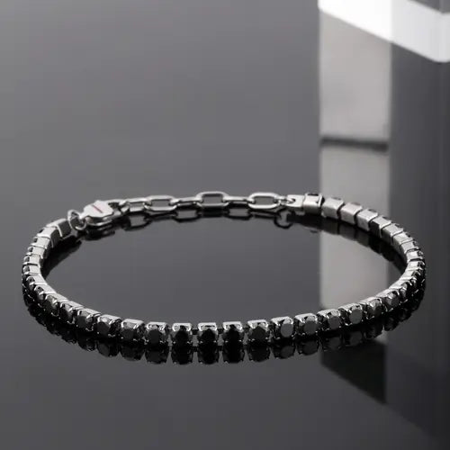 Bracciale Uomo Tennis con Gemme Nere SANN45