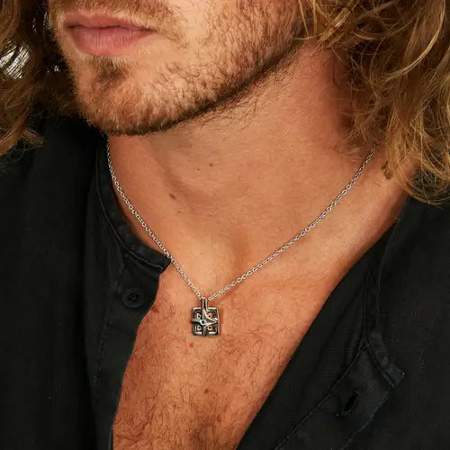 Collana Uomo Versilia con Pendente Acciaio e Rosato SAHB13