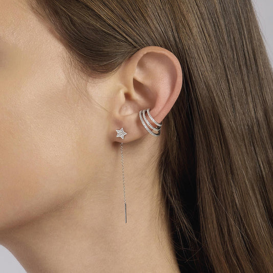 Orecchini Polvere di Stelle in Argento con Stelle Pavè 563673