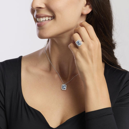 Anello Desiderio Infinito in Argento con Acquamarina Sintetica 523367