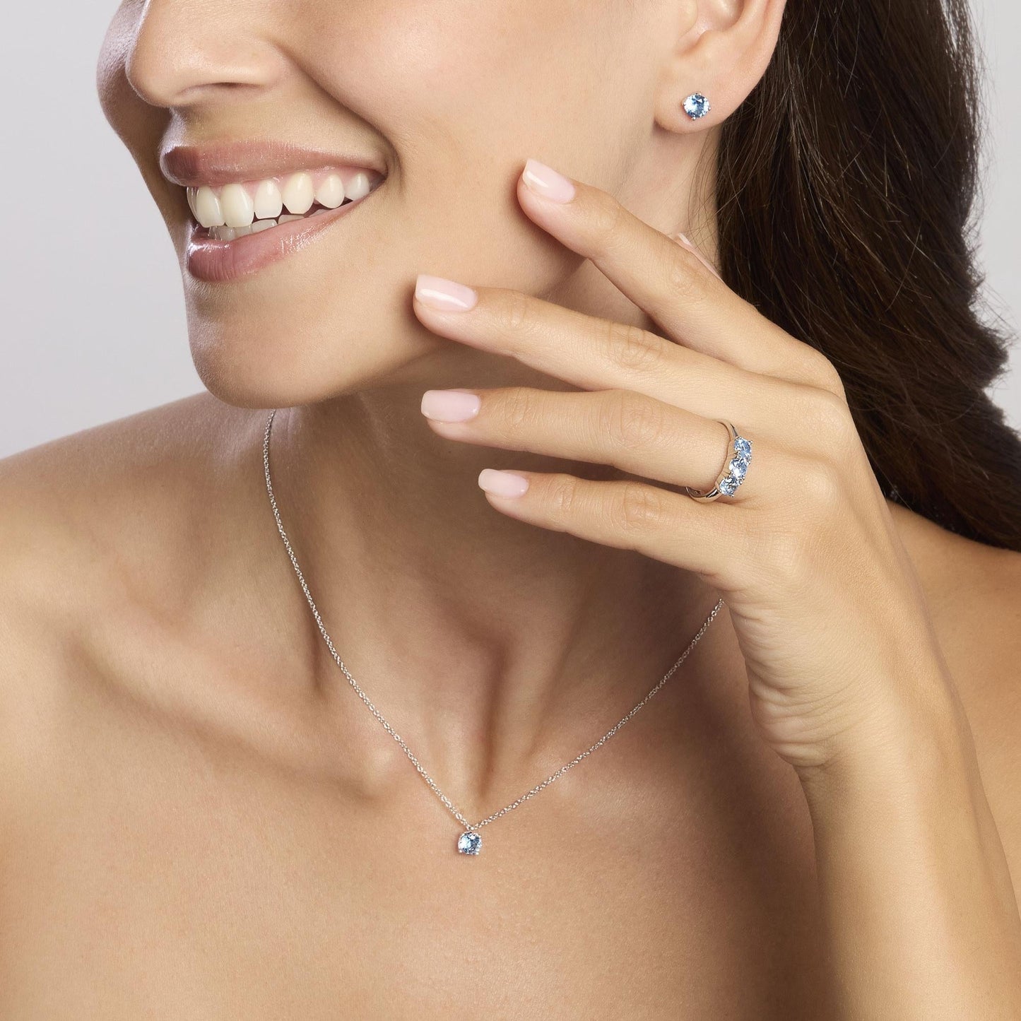 Girocollo Shiny in Argento con Acquamarina Sintetica 553672