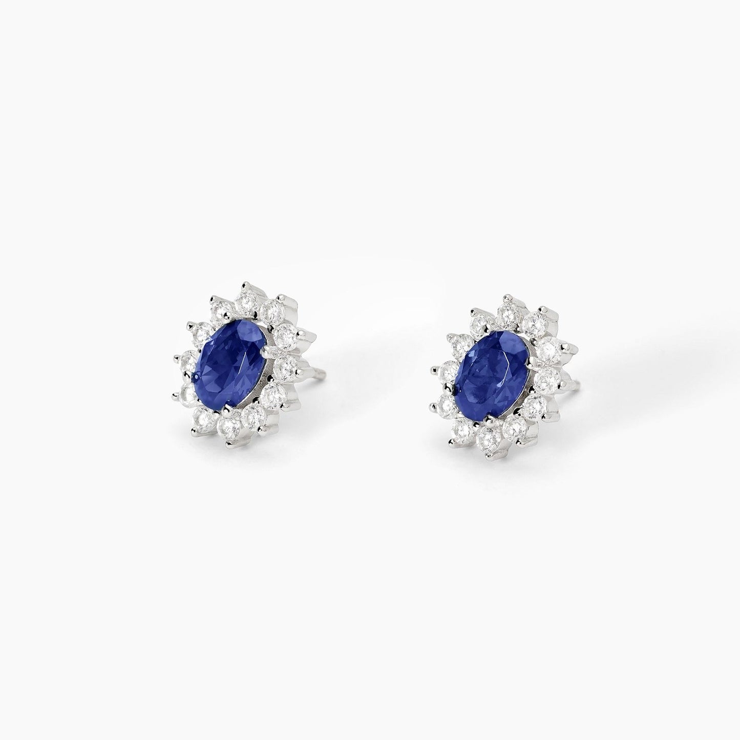 Orecchini Cool Or Rétro? in Argento con Zaffiro Sintetico Ovale 563716