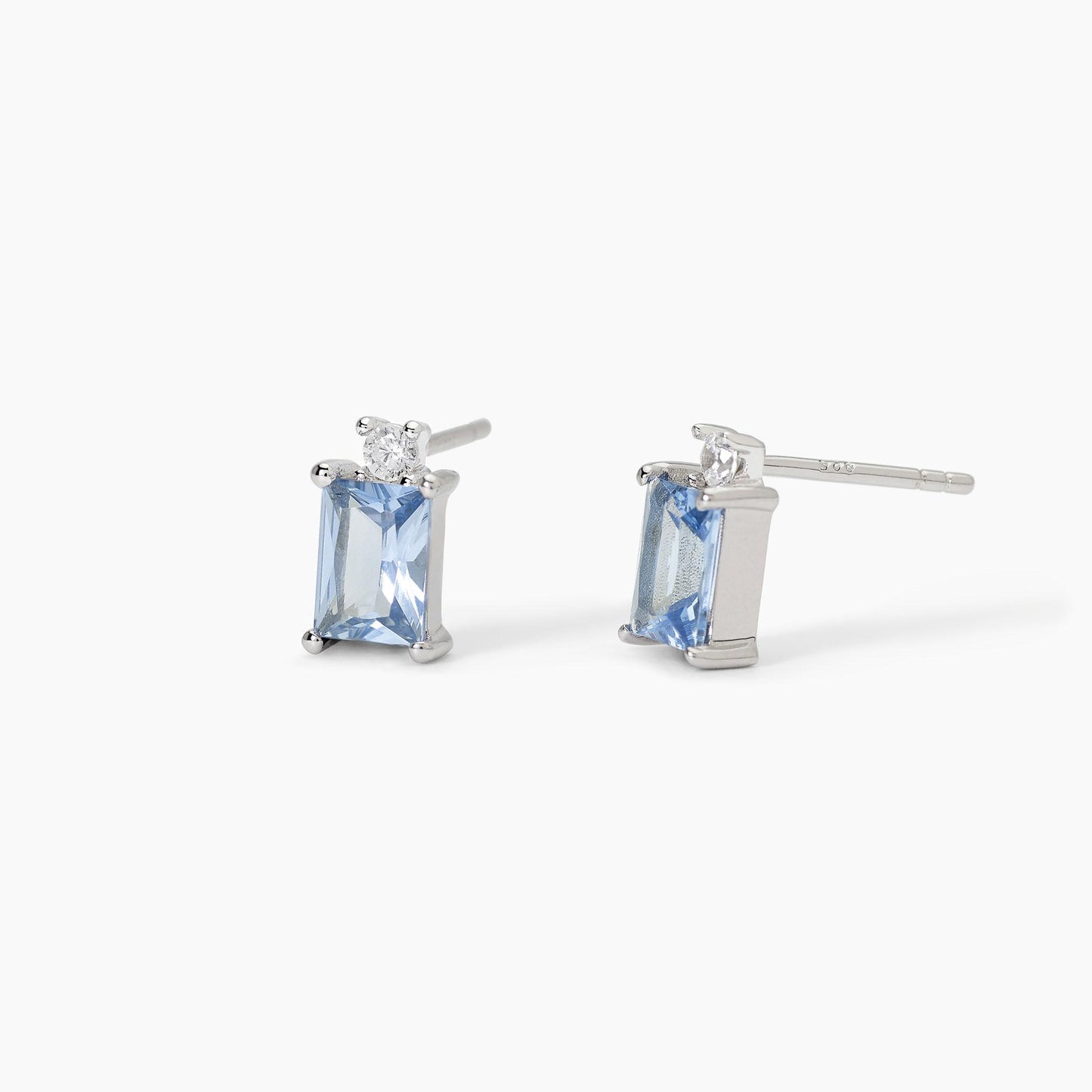 Orecchini Battito In Argento con Acquamarina Sintetica Taglio Princess 563718