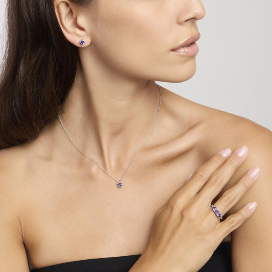 Orecchini Shiny in Argento con Zirconi Viola 563741