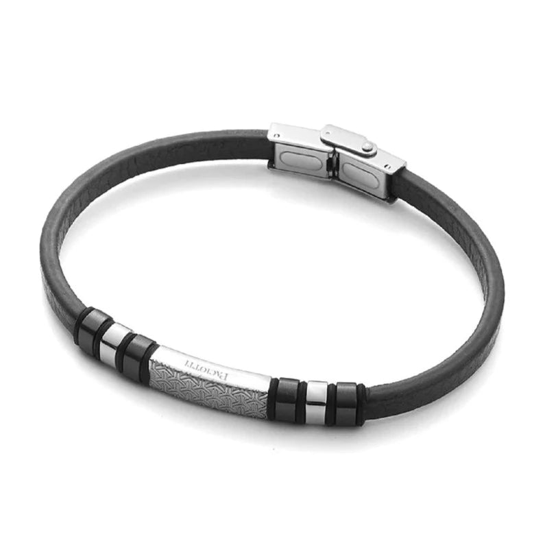 Pulsera de hombre 4US en acero y caucho negro 4UBR6019