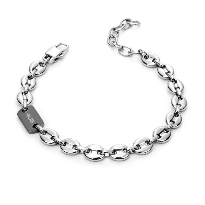 Pulsera 4US para hombre en acero con placa gris 4UBR5150