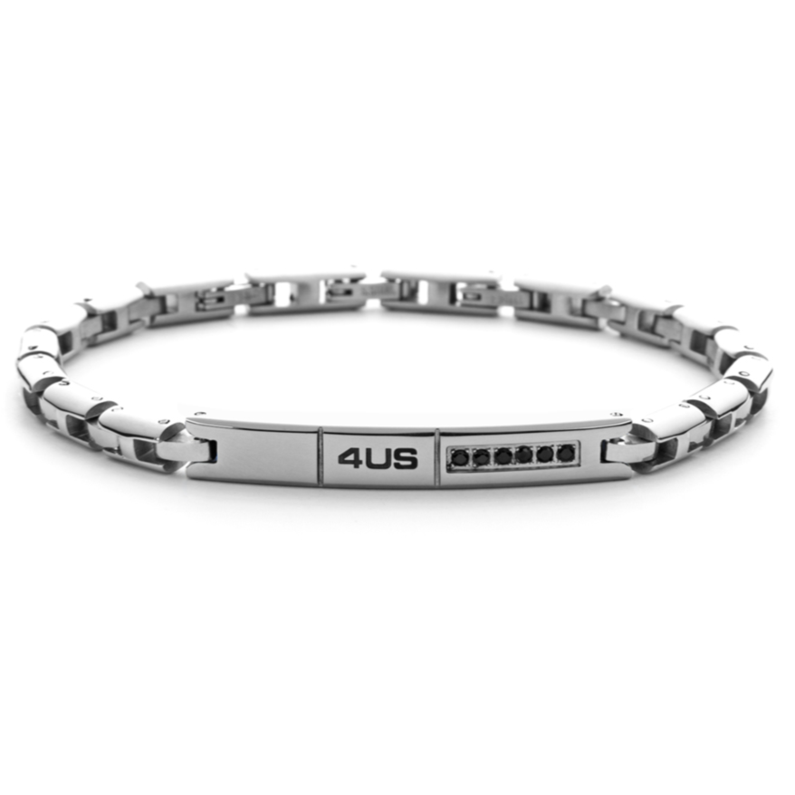 Pulsera de Hombre 4US en Acero con Circonitas Negras 4UBR5983