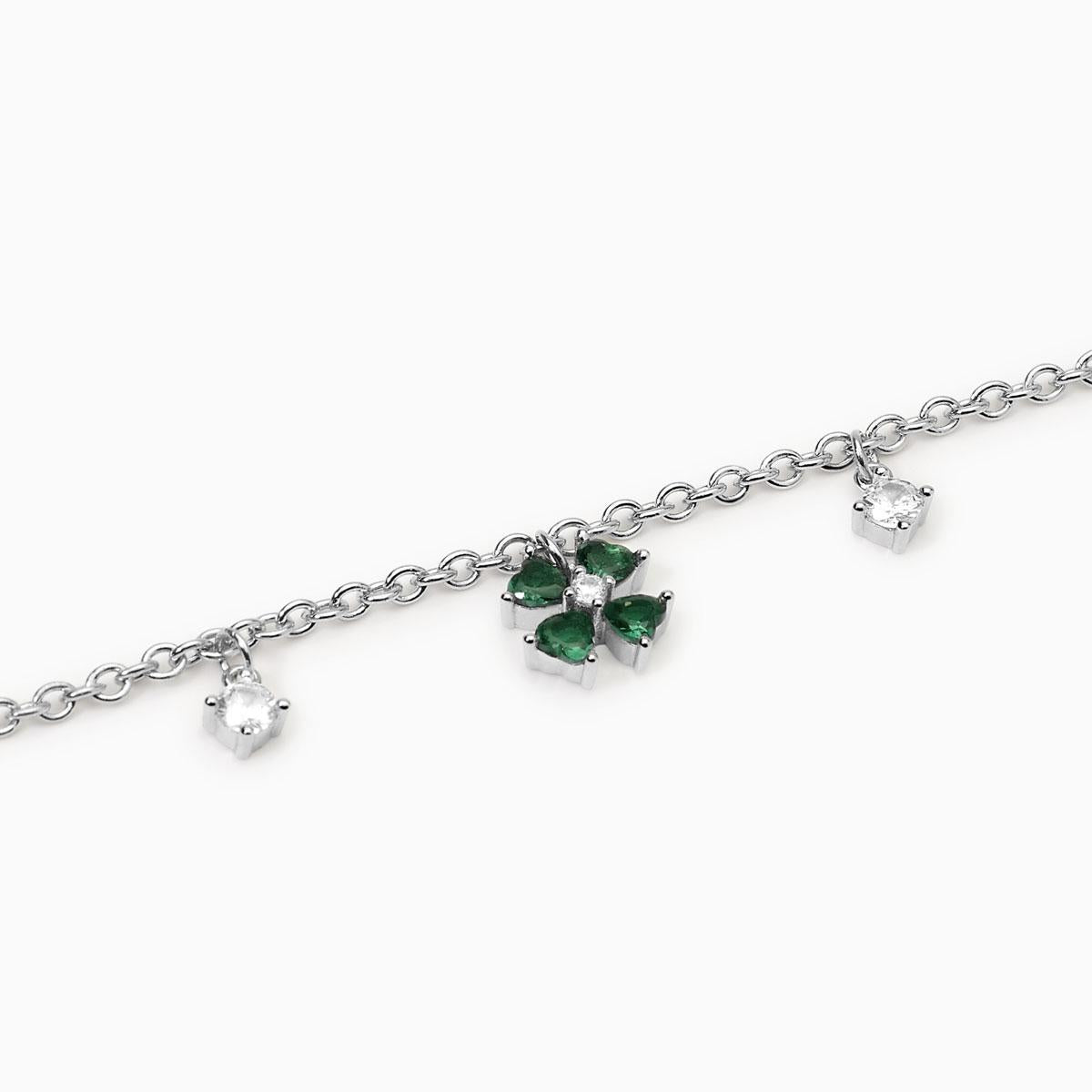 Bracciale Cercami in Argento con Quadrifoglio Verde 533878