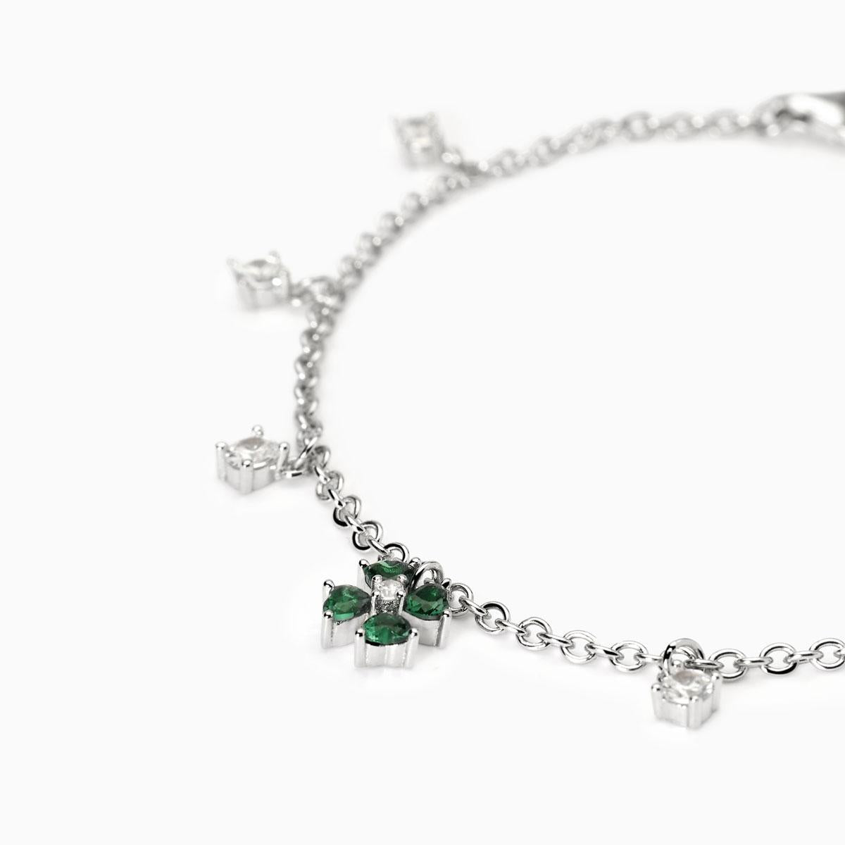Bracciale Cercami in Argento con Quadrifoglio Verde 533878