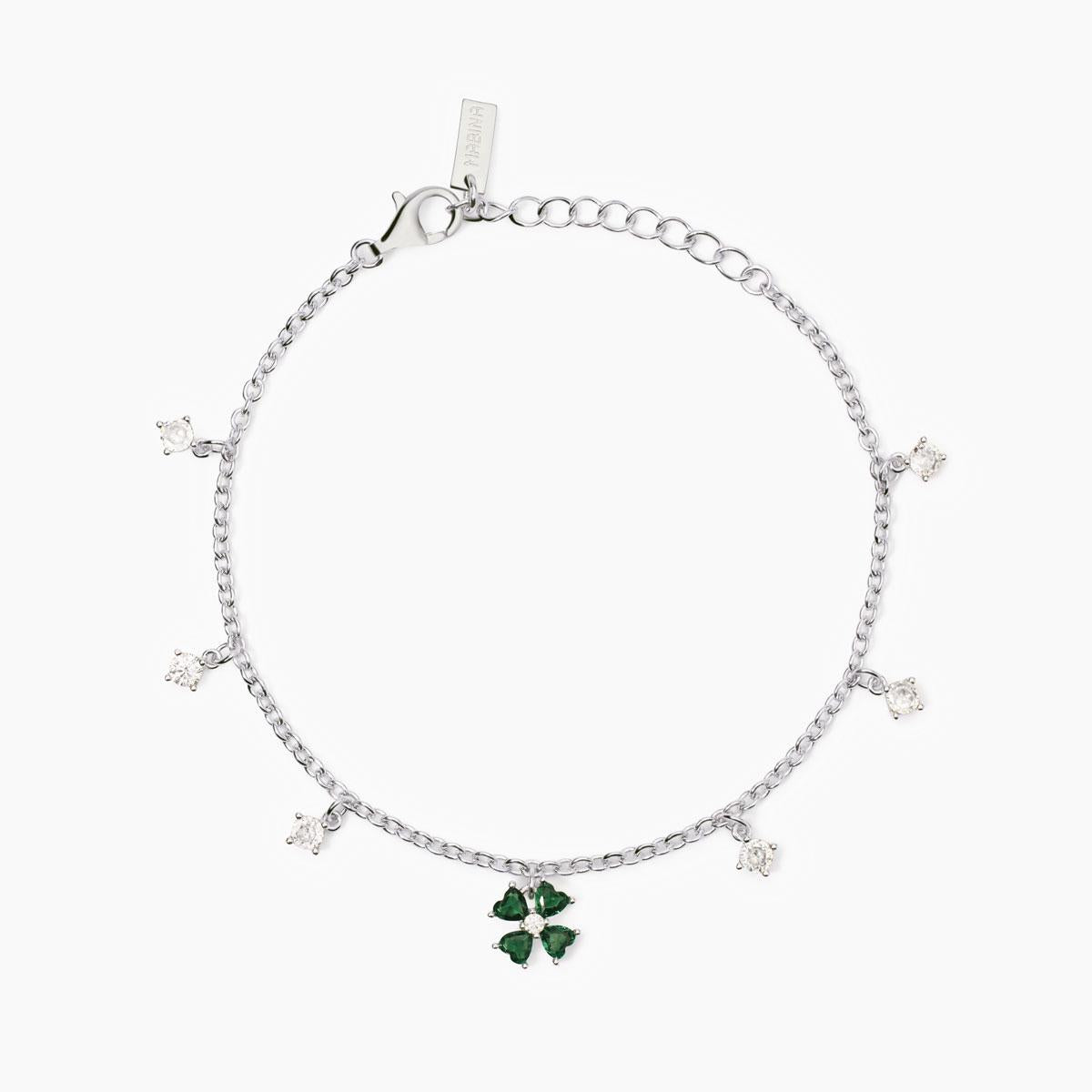 Bracciale Cercami in Argento con Quadrifoglio Verde 533878