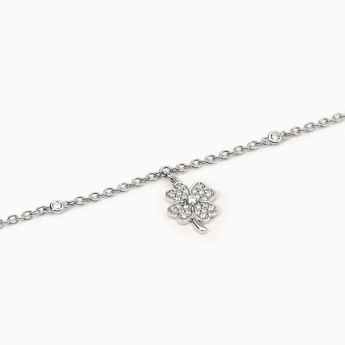 Bracciale Buona Fortuna in Argento con Catena e Quadrifoglio 533890