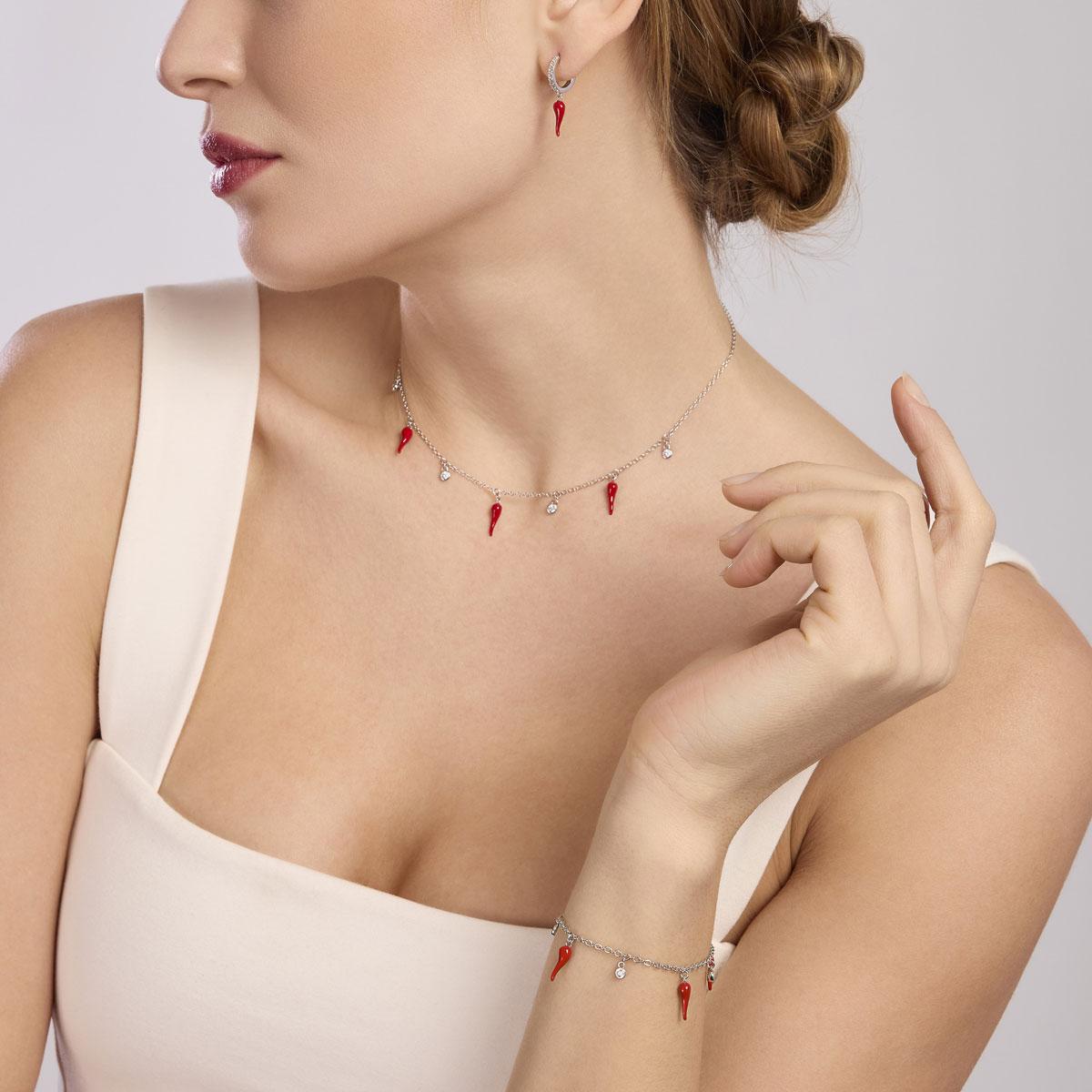Bracciale Over The Luck in Argento con Ciondoli Cornetto 533895
