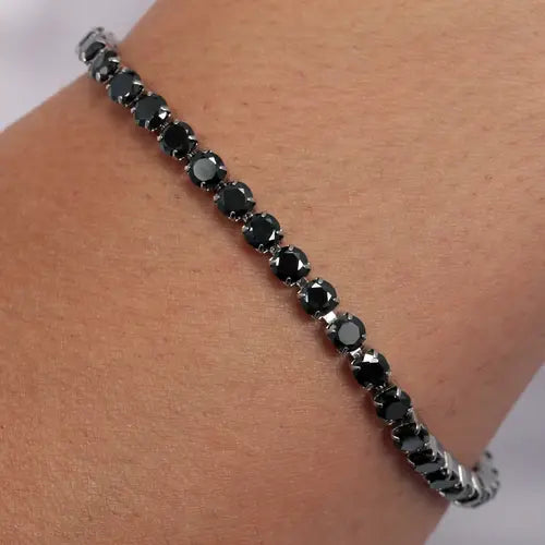 Bracciale Uomo Tennis con Gemme Nere SANN45
