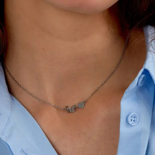 Collana Talismani Acciaio con Farfalla e Cuore SAUN32