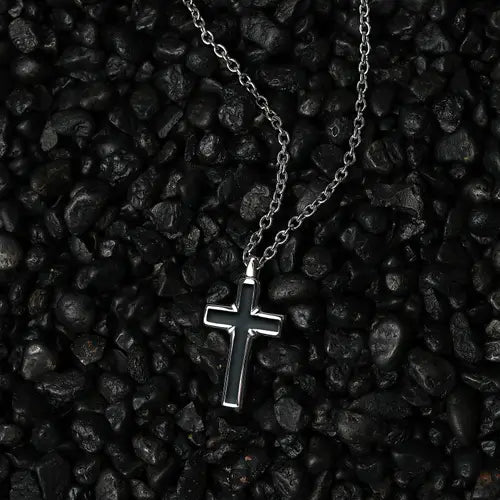 Collana Uomo Spirit con Croce Nera SZQ28