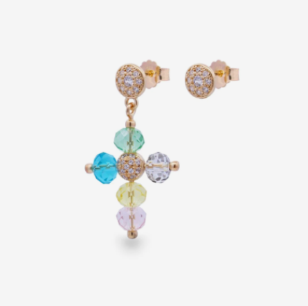 Orecchini con Stella e Cristalli Multicolor OR-015 M3 AU