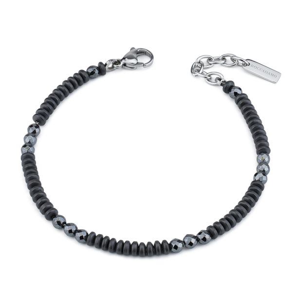 Bracciale Uomo con Ematite Nero Opaco e Ematite Nero ABR687N